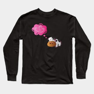 Strawberry Cow Thinking, Cute , Cartoon Long Sleeve T-Shirt